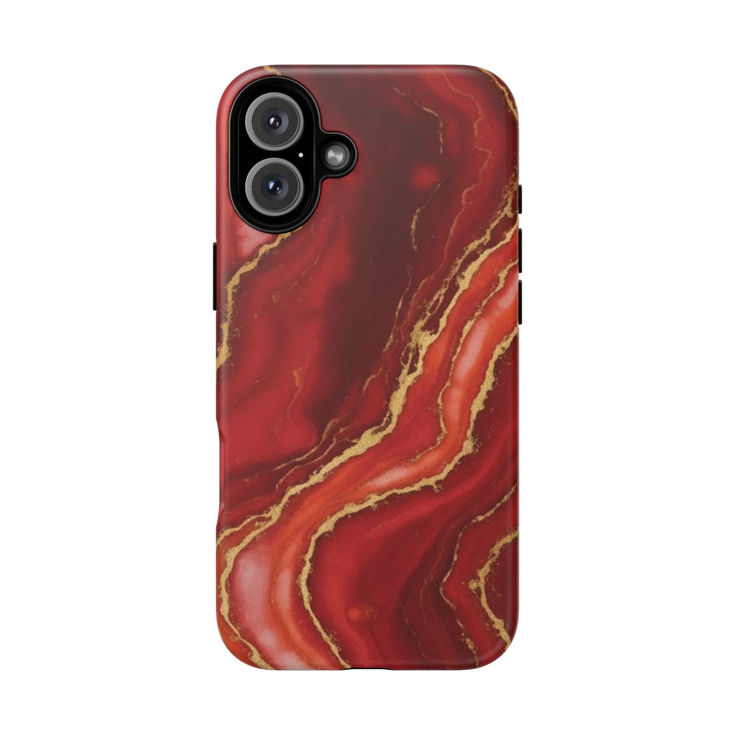 Red Agate Marble Phone Case – Gold Vein Luxury Stone Tough Case (iPhone, Samsung, Pixel)