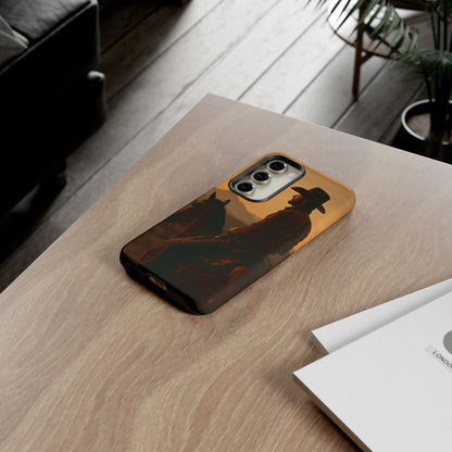 Western Cowboy Sunset Phone Case | Horse Rider Desert Aesthetic Tough Protective Case