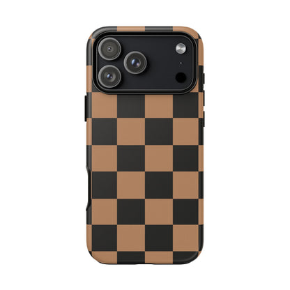 Brown Checkerboard Phone Case | Aesthetic Tough Protective Case