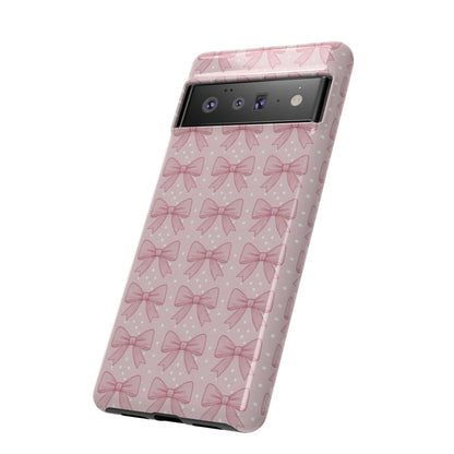 Pink Bow Pattern Phone Case – Soft Coquette Aesthetic Tough Case