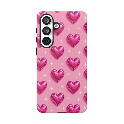 Pink Heart Pattern Phone Case | Tough Protective Case for Iphone, Samsung Galaxy and Pixel