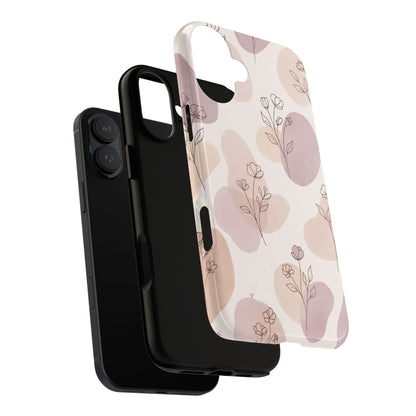Blush Floral Phone Case Neutral Botanical Watercolor Tough Cover