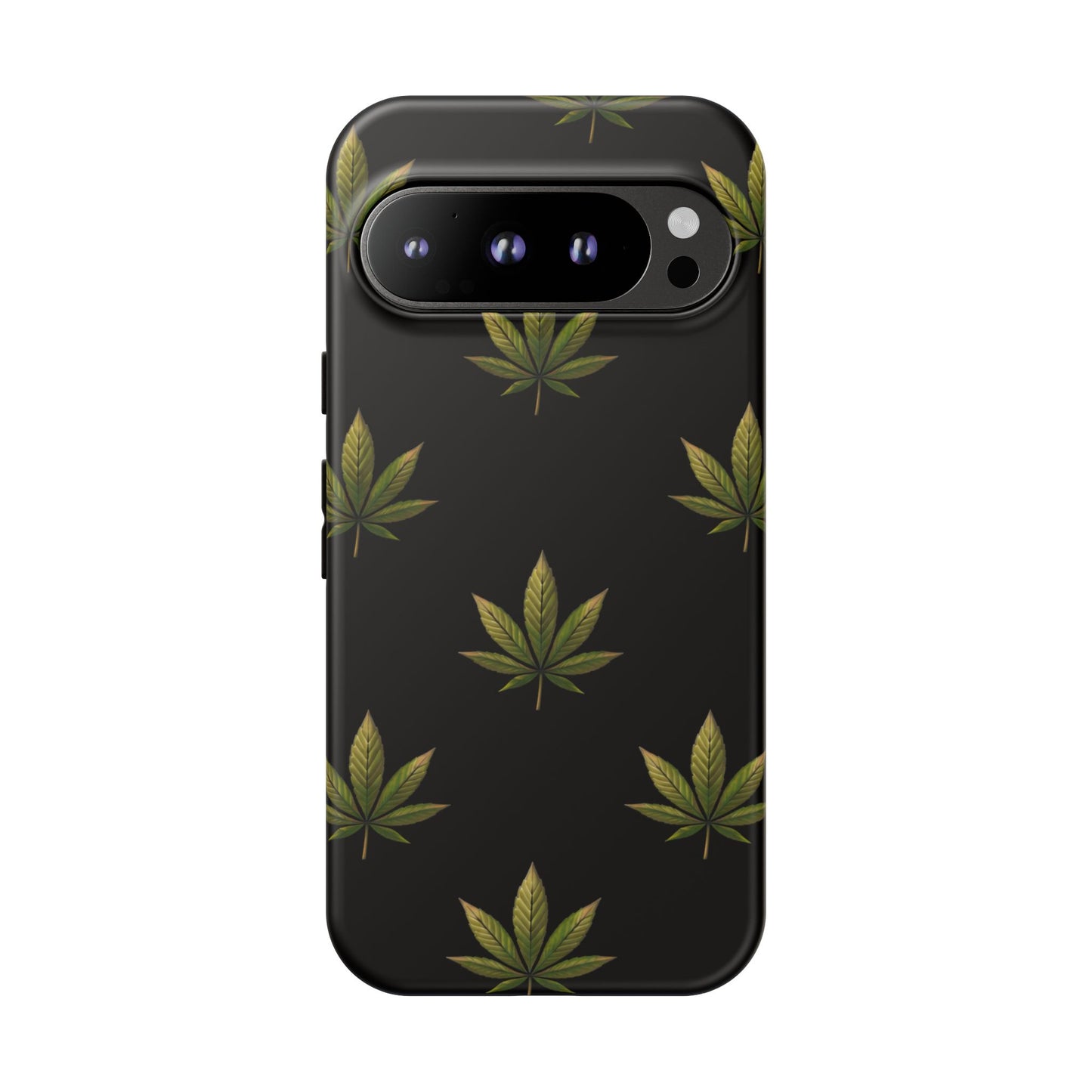 Cannabis Leaf Phone Case Green Weed Leaf Pattern Tough Protective Cover