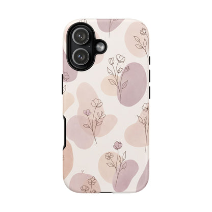 Blush Floral Phone Case Neutral Botanical Watercolor Tough Cover