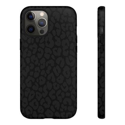 Black Leopard Phone Case | Black on Black Leopard Print Tough iPhone & Samsung Case | Matte or Glossy Protective Cover