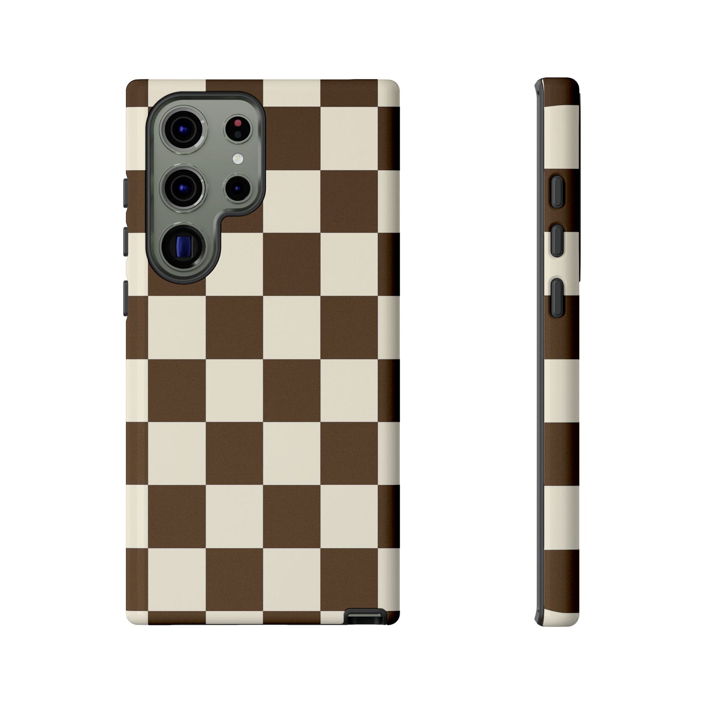 Mocha Checkerboard Phone Case | Neutral Aesthetic Tough Case