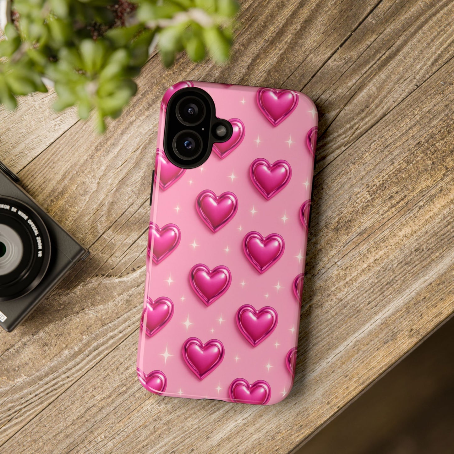 Pink Heart Pattern Phone Case | Tough Protective Case for Iphone, Samsung Galaxy and Pixel