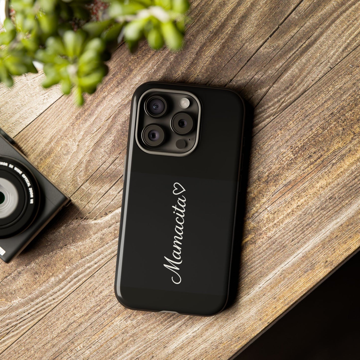 Mamacita Script Phone Case | Minimal Black Tough Case | Sleek Aesthetic Cover