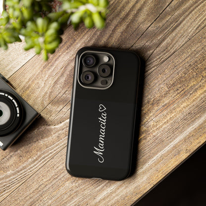 Mamacita Script Phone Case | Minimal Black Tough Case | Sleek Aesthetic Cover