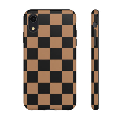 Brown Checkerboard Phone Case | Aesthetic Tough Protective Case