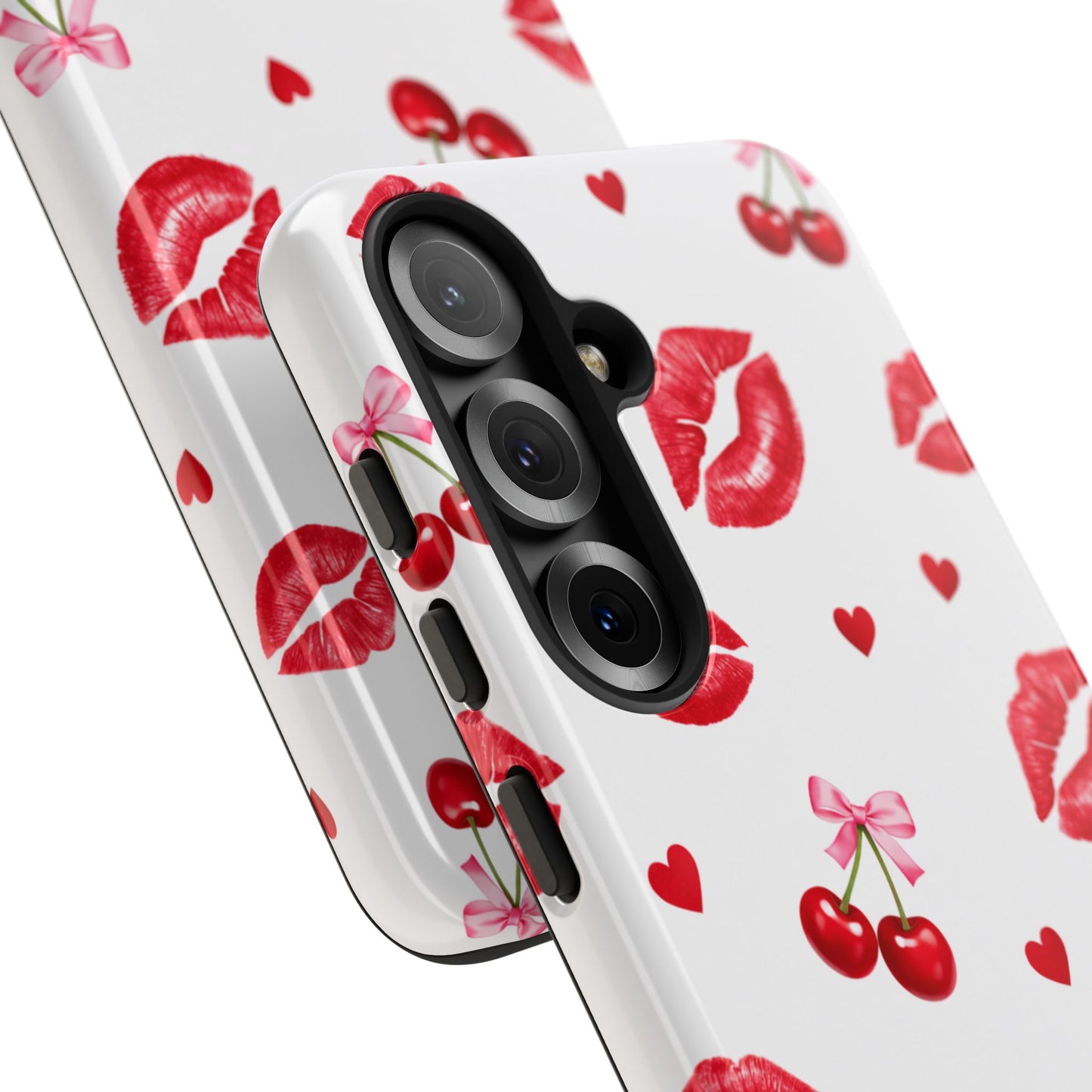 Red Lips & Cherry Phone Case – Y2K Retro Aesthetic Tough Cover