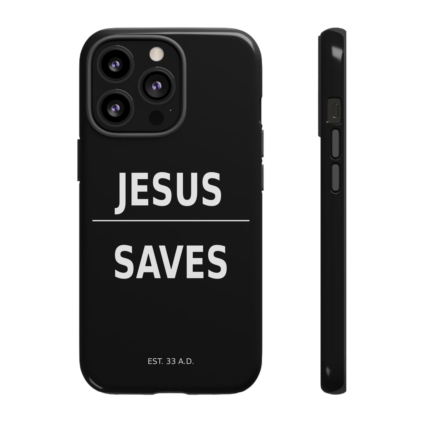 Jesus Saves Phone Case Christian Religious Minimalist Black Tough Cover