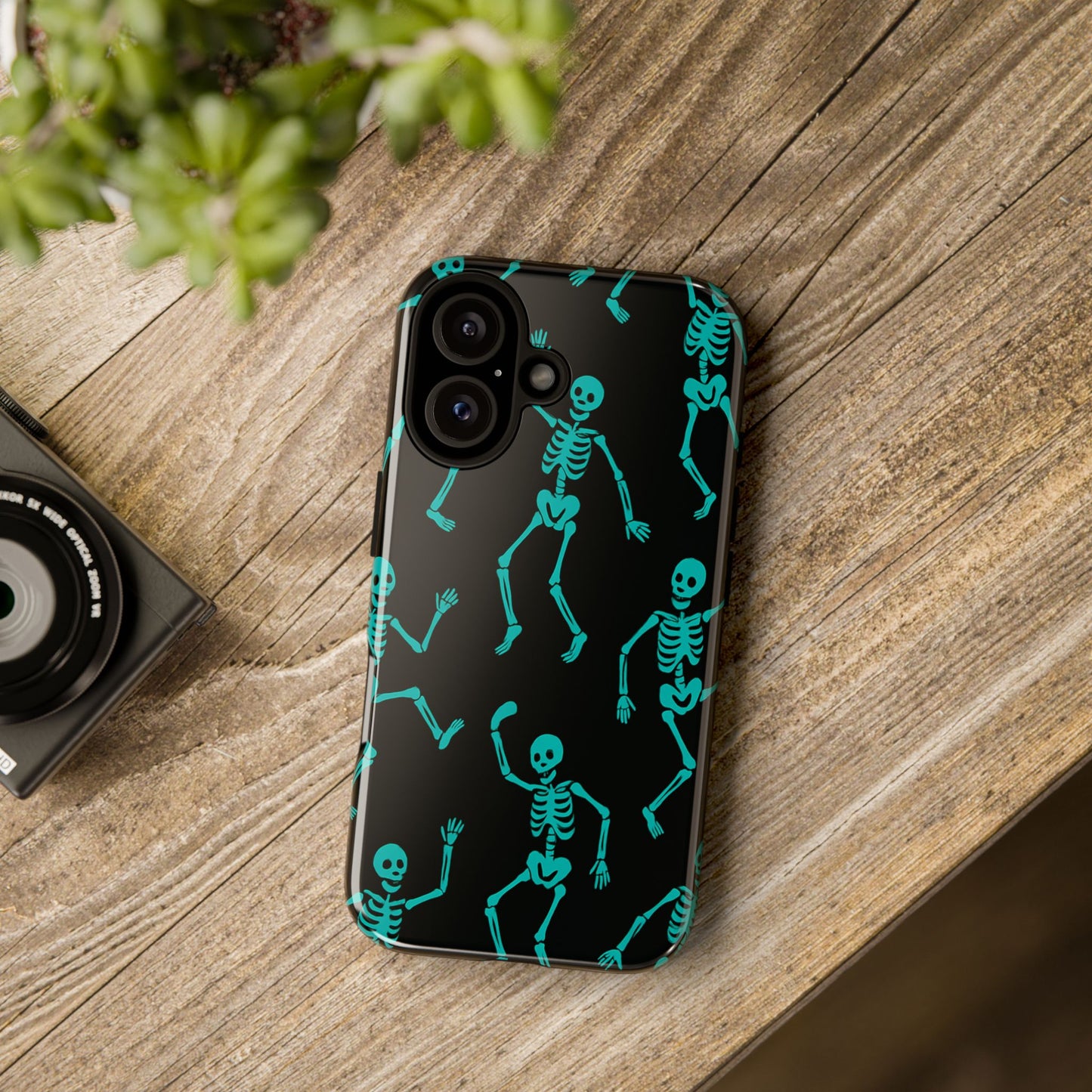 Dancing Teal Skeletons Phone Case | Tough Protective Case for Iphone, Samsung Galaxy and Pixel