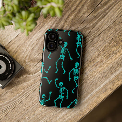 Dancing Teal Skeletons Phone Case | Tough Protective Case for Iphone, Samsung Galaxy and Pixel