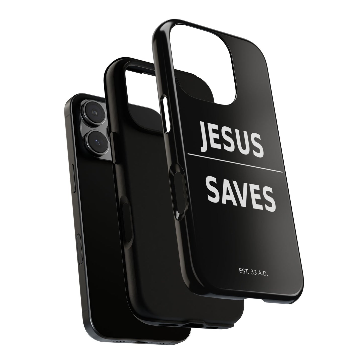 Jesus Saves Phone Case Christian Religious Minimalist Black Tough Cover