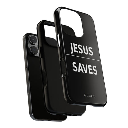 Jesus Saves Phone Case Christian Religious Minimalist Black Tough Cover