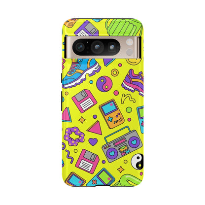 90s Retro Neon Phone Case – Y2K Nostalgia Colorful Icons Tough Protective Case