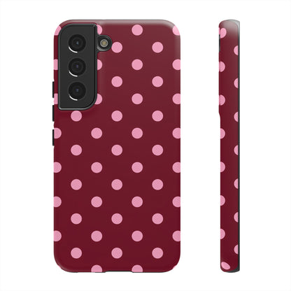 Pink Polka Dot Phone Case – Cute Aesthetic Tough Protective Phone Cover for Iphone, Samsung Galaxy and Pixel