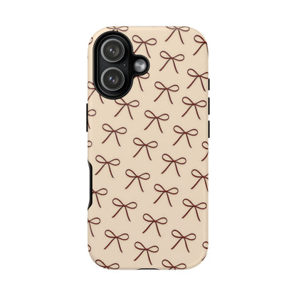 Coquette Bow Phone Case | Neutral Beige Aesthetic iPhone & Samsung Tough Case