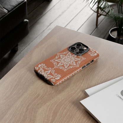 Talavera Terracotta Phone Case | Mexican Floral Pattern iPhone & Samsung Tough Case | Boho Clay Aesthetic Cover