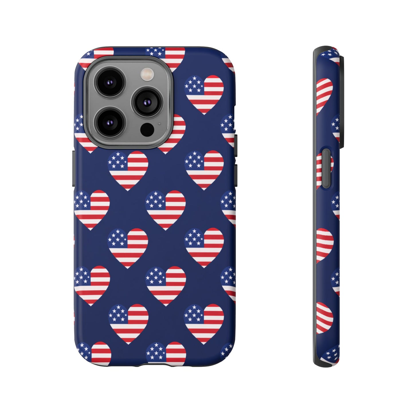 Patriotic American Flag Heart Phone Case – Tough Shockproof, USA Stars & Stripes for Iphone, Samsung Galaxy and Pixel
