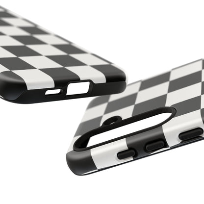 Black & White Checkerboard Phone Case – Classic Aesthetic Tough Protective Case