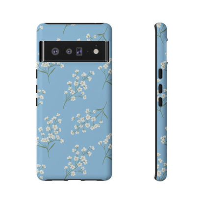 Baby’s Breath Floral Phone Case – Blue Minimal Flower Aesthetic Tough Case
