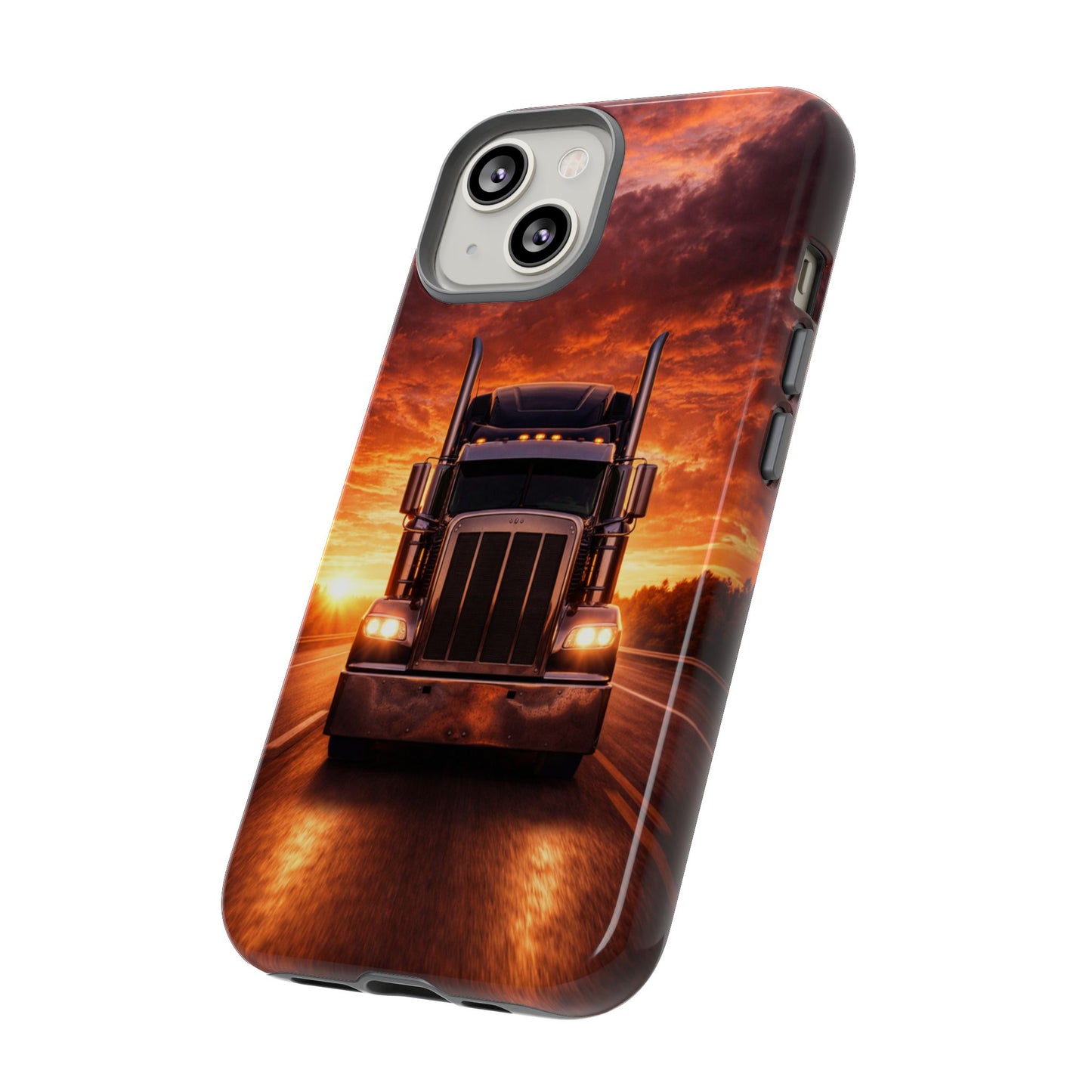 Big Rig Truck Phone Case Sunset Highway Semi Truck iPhone Samsung Cover