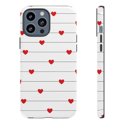 Red Heart Stripe iPhone Case | Tough Shockproof Love Aesthetic Cover