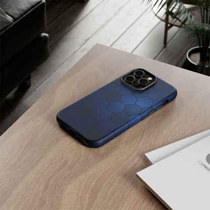 Blue Hexagon Gradient Phone Case | Honeycomb Geometric Tech Aesthetic | Minimalist Tough Case for iPhone & Samsung