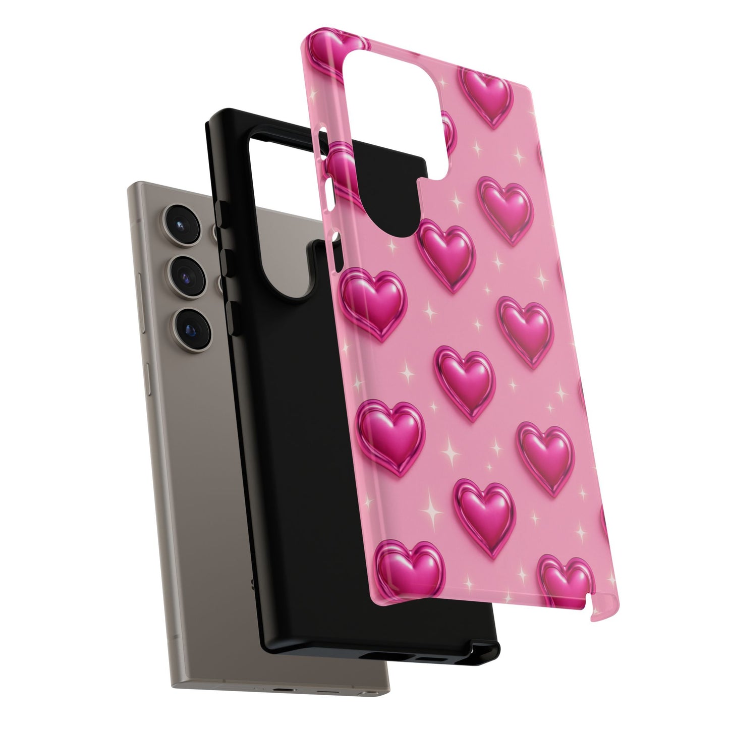 Pink Heart Pattern Phone Case | Tough Protective Case for Iphone, Samsung Galaxy and Pixel