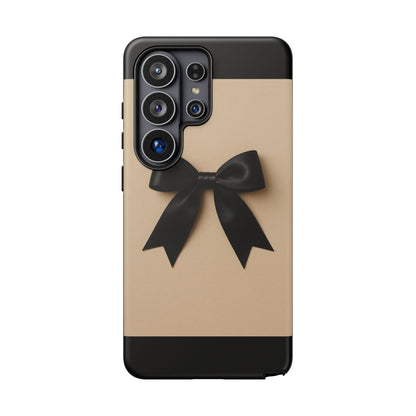 Black Bow Phone Case | Coquette Aesthetic Ribbon Design | Chic Neutral iPhone & Samsung Tough Protective Case