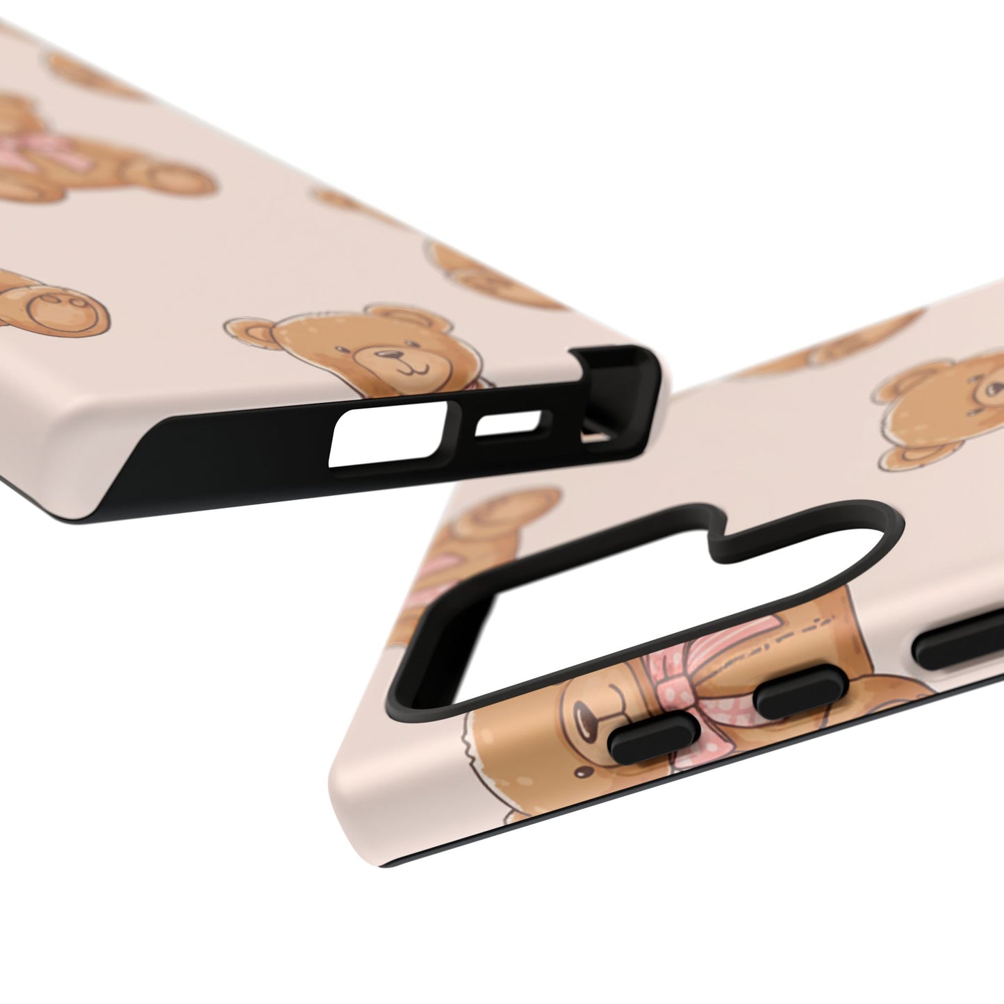 Teddy Bear Phone Case | Cute Coquette Aesthetic Pink Bear Pattern Case | Kawaii Soft Girl iPhone & Samsung Tough Protective Case