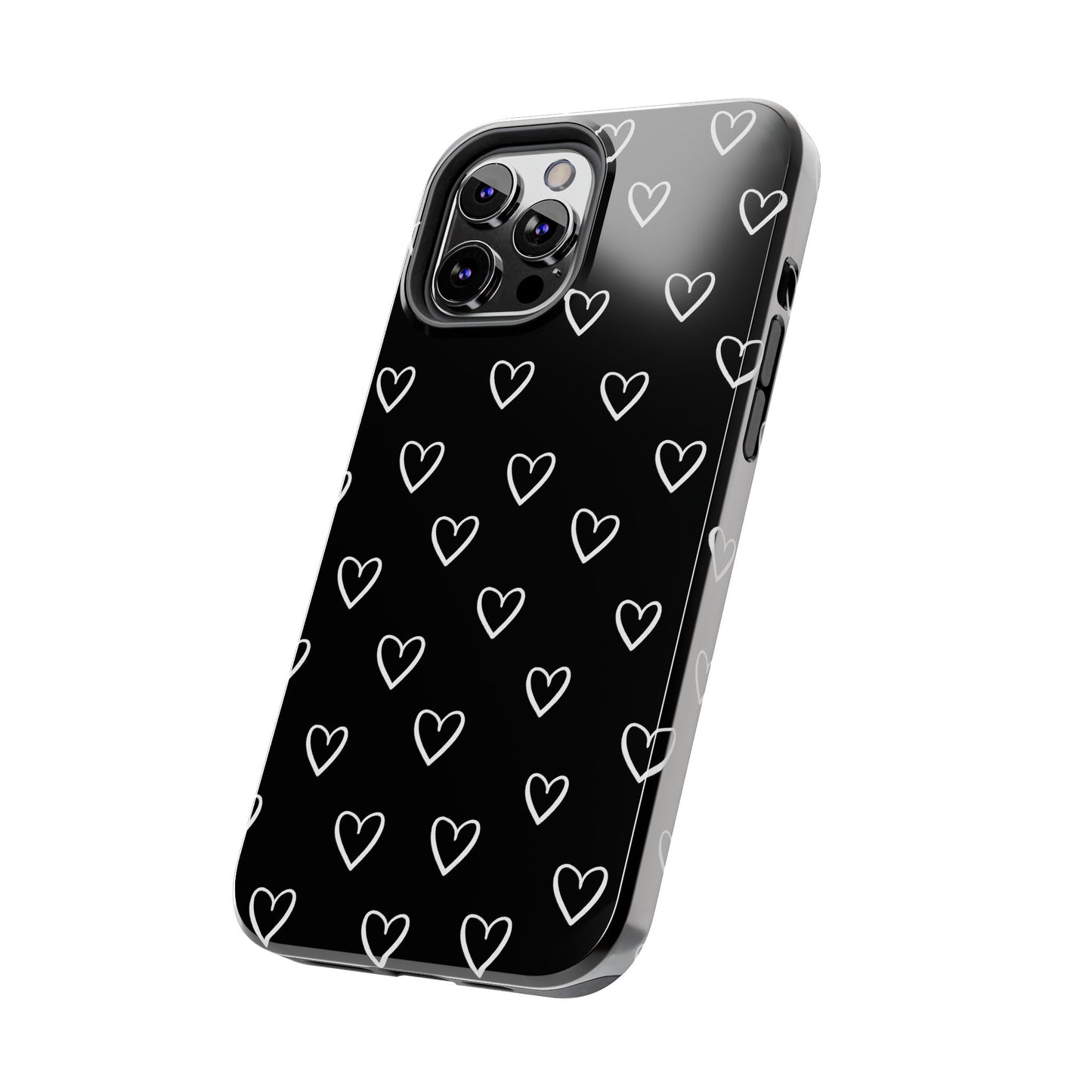 Doodle Heart Phone Case – Minimal Black & White Heart Pattern | Tough Protective Case