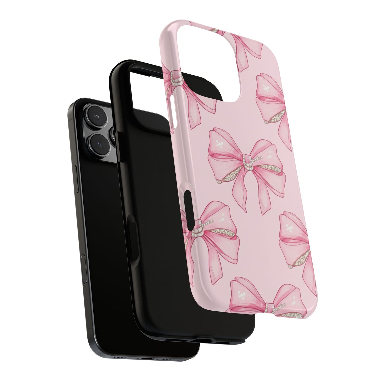 Pink Bow Pattern Phone Case | Coquette Aesthetic Tough Protective Case