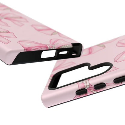 Pink Bow Pattern Phone Case | Coquette Aesthetic Tough Protective Case