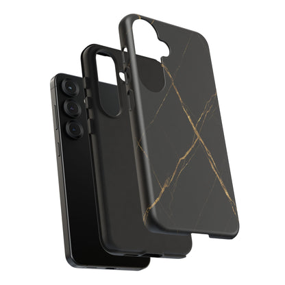 Black Marble Phone Case with Gold Veins | Minimal Luxury Tough Case