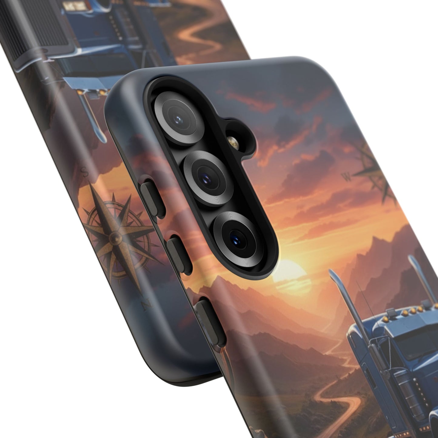 Semi Truck Sunset Phone Case | Trucker Gift | Diesel Truck Highway Road iPhone & Samsung Tough Protective Case