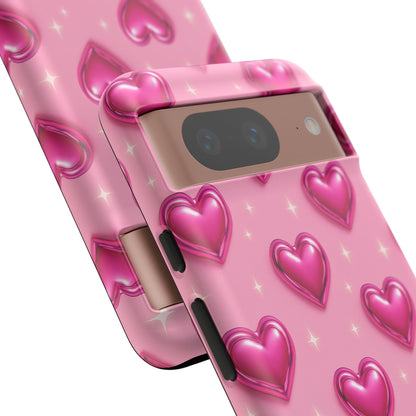 Pink Heart Pattern Phone Case | Tough Protective Case for Iphone, Samsung Galaxy and Pixel