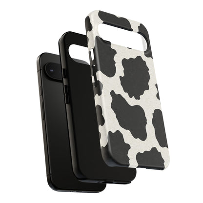 Black & White Cow Print Phone Case | Western Aesthetic iPhone & Samsung Tough Case
