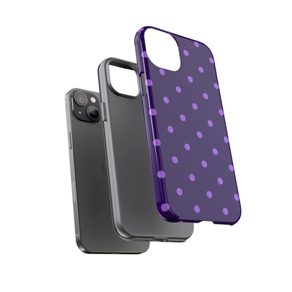 Purple Polka Dot Tough Phone Case – Cute Stylish Durable Protective Cover for Iphone, Samsung Galaxy and Pixel