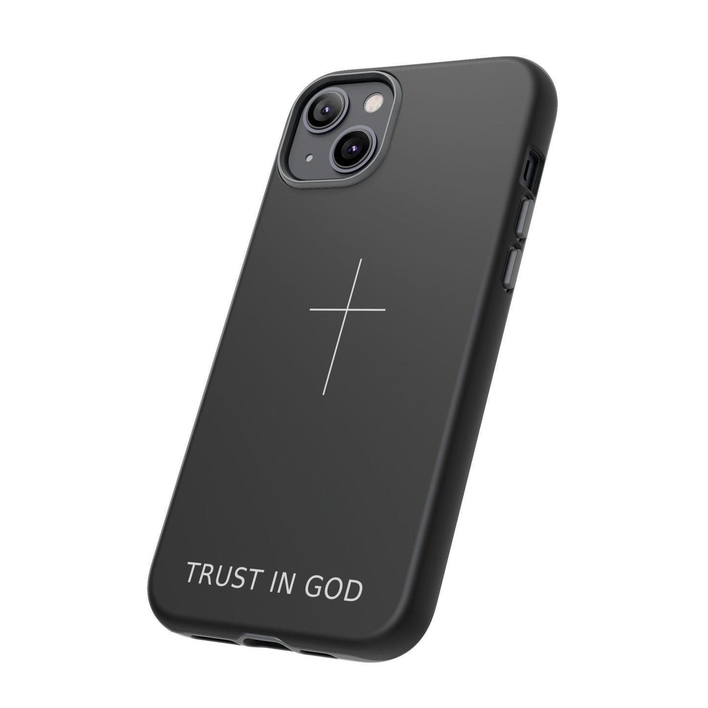 Trust in God Phone Case Minimal Cross Christian Black Tough Cover