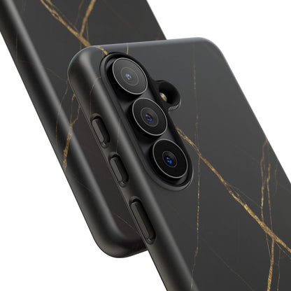Black Marble Phone Case with Gold Veins – Luxury Minimal Aesthetic Tough Case