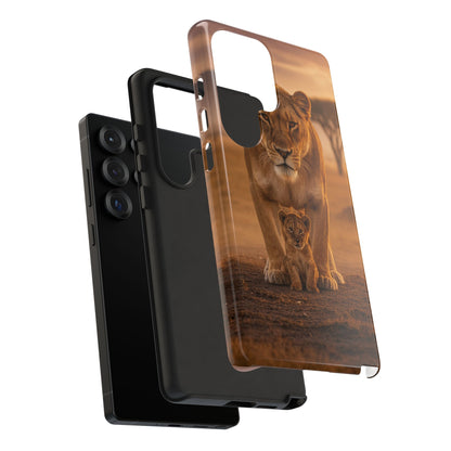 Lioness & Cub Phone Case | Safari Wildlife Tough Case for iPhone & Samsung
