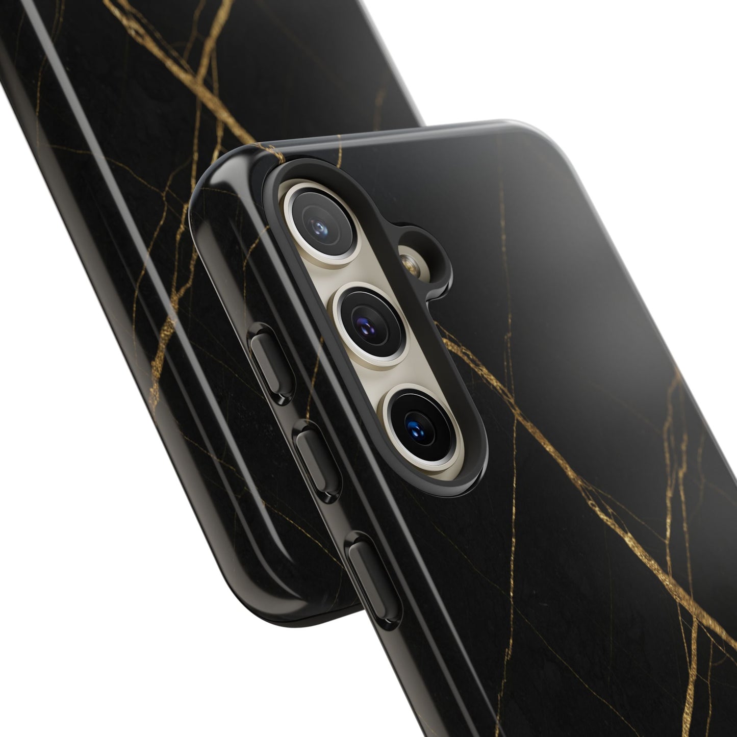 Black Marble Phone Case with Gold Veins | Minimal Luxury Tough Case