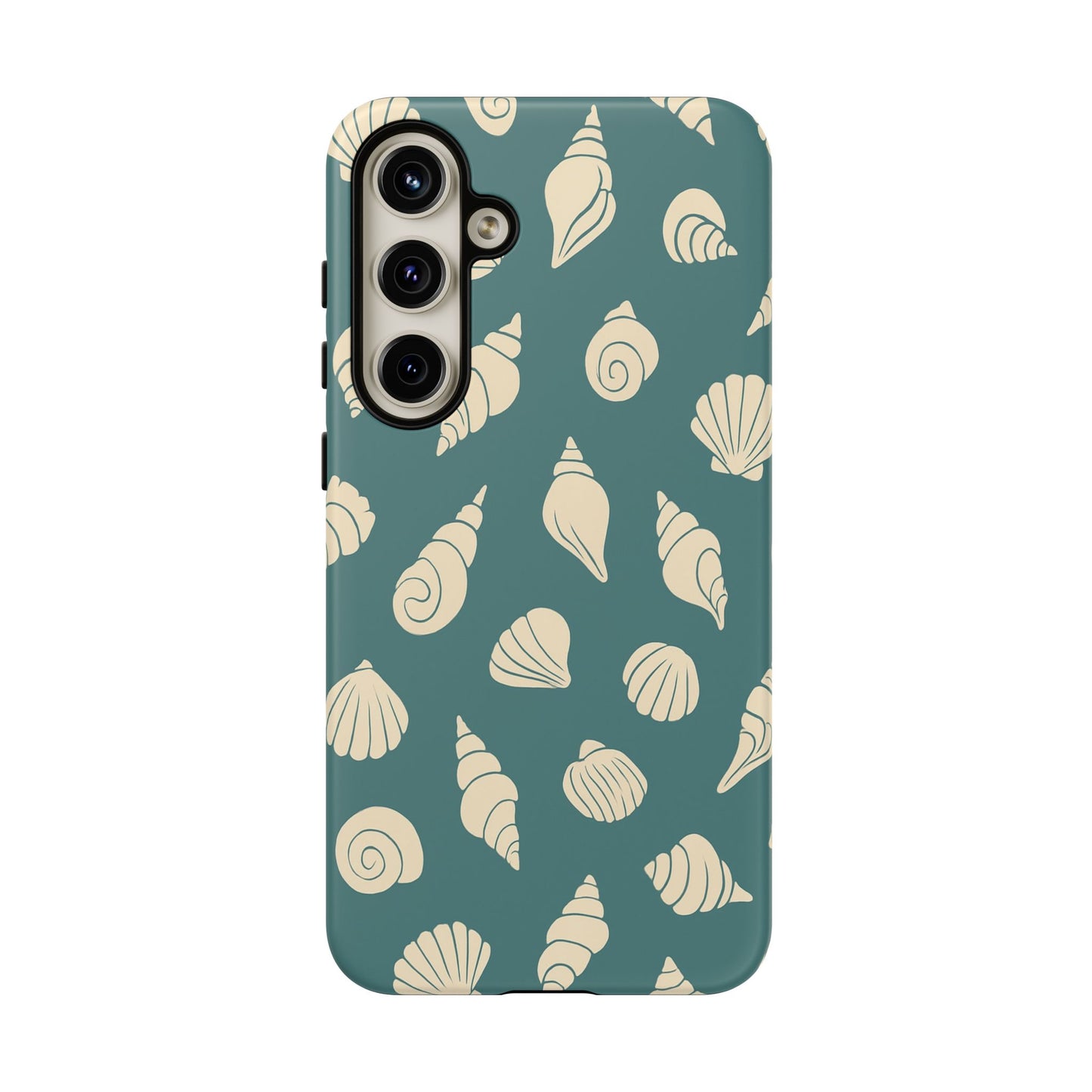 Seashell Pattern Phone Case | Teal Coastal Shells Tough Case for Iphone, Samsung Galaxy and Pixel