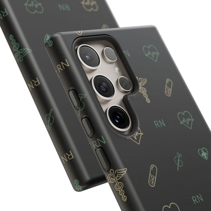 RN Nurse Phone Case – Minimal Medical Icon Pattern Healthcare Worker Tough Case