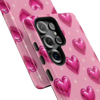 Pink Heart Pattern Phone Case | Tough Protective Case for Iphone, Samsung Galaxy and Pixel