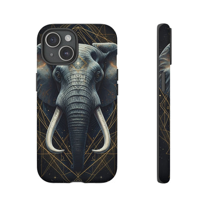 Elephant Mandala Phone Case – Black and Gold Spiritual Elephant Tough Protective Case