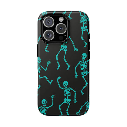 Dancing Teal Skeletons Phone Case | Tough Protective Case for Iphone, Samsung Galaxy and Pixel